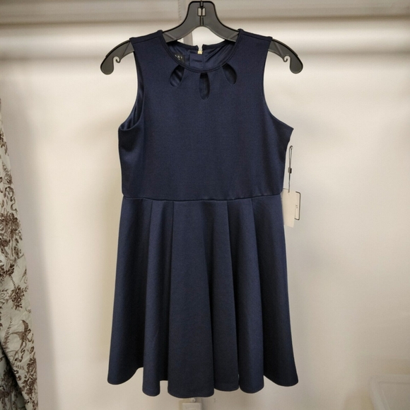 NEW Laundry by Shelli Segal Retro Mod Fit & Flare Dress Neckline Cutouts Blue 14 - Picture 2 of 8